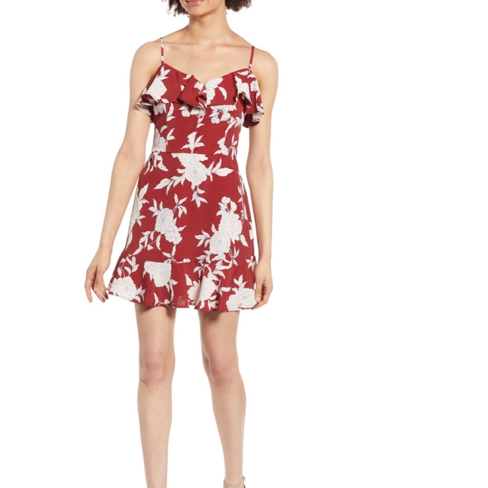 Band of Gypsies Floral Print Ruffle Dress